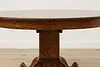 Victorian Antique Round 48" Oak Dining Table Opens 73" (9)