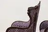 Pair French Design Vintage Carved Wingback Chairs New Fabric (10)