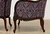 Pair French Design Vintage Carved Wingback Chairs New Fabric (13)