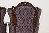 Pair French Design Vintage Carved Wingback Chairs New Fabric (16)