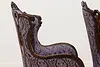 Pair French Design Vintage Carved Wingback Chairs New Fabric (20)