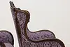 Pair French Design Vintage Carved Wingback Chairs New Fabric (21)