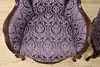 Pair French Design Vintage Carved Wingback Chairs New Fabric (7)