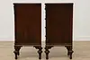 Pair English Tudor Walnut & Marquetry Nightstands End Tables (10)