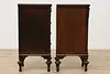 Pair English Tudor Walnut & Marquetry Nightstands End Tables (12)