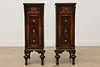 Pair English Tudor Walnut & Marquetry Nightstands End Tables (7)