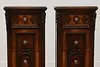 Pair English Tudor Walnut & Marquetry Nightstands End Tables (8)