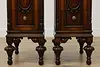 Pair English Tudor Walnut & Marquetry Nightstands End Tables (9)