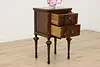 Tudor Antique Carved Walnut & Marquetry Nightstand End Table (2)