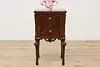 Tudor Antique Carved Walnut & Marquetry Nightstand End Table (4)