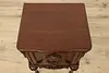 Tudor Antique Carved Walnut & Marquetry Nightstand End Table (6)