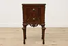 Tudor Antique Carved Walnut & Marquetry Nightstand End Table (7)