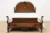 English Tudor Antique Walnut & Marquetry Full or Queen Bed (4)