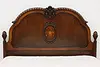 English Tudor Antique Walnut & Marquetry Full or Queen Bed (5)