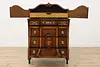 English Tudor Antique Walnut Marquetry Tall Chest or Dresser (5)