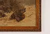 German Boar Hunt Antique Print Signed 24" (7)