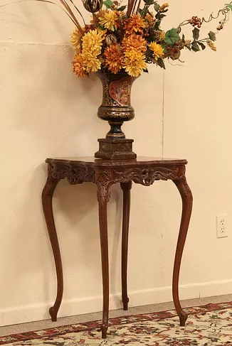 Marquetry Carved Lamp or End Table