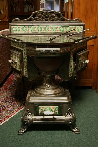 French Iron and Tile 1890's Antique Cookstove