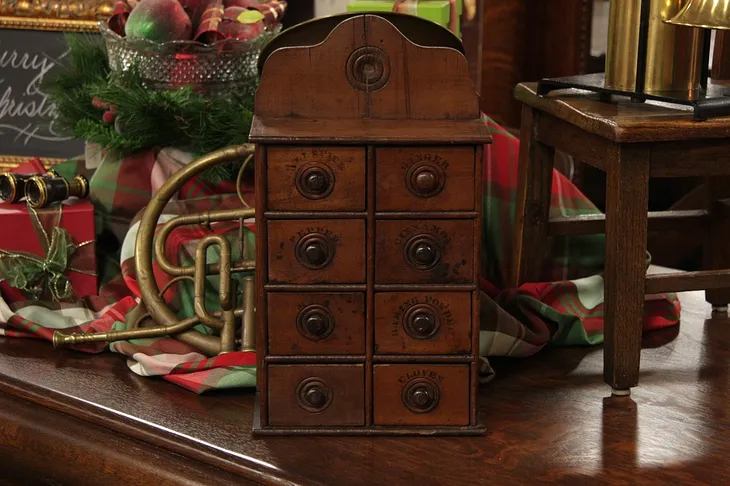 Antique Country Maple Spice Cabinet