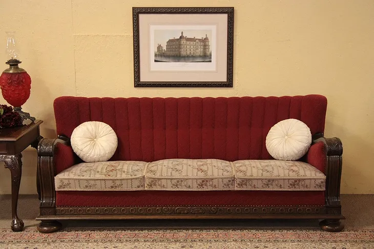 Art Deco 1930 S Oak Sofa   Sofa2152red.JPG.webp