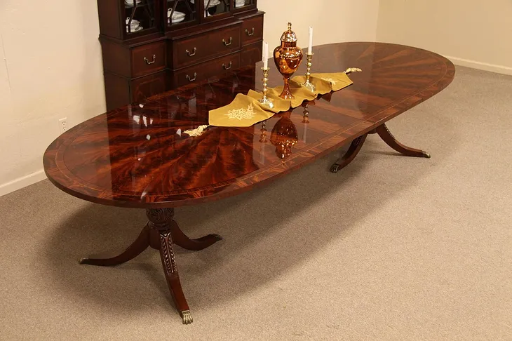 Georgian Oval Sunburst Dining Table 11' Long