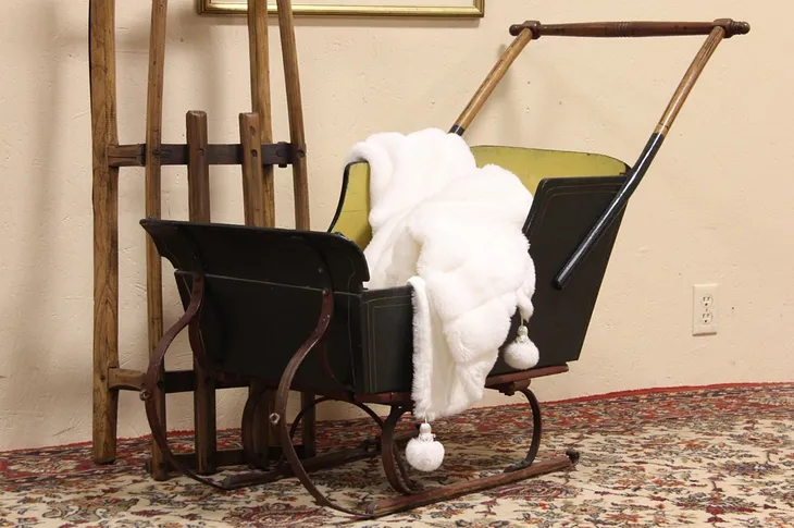 Victorian Child's Sleigh, Original Paint (1)