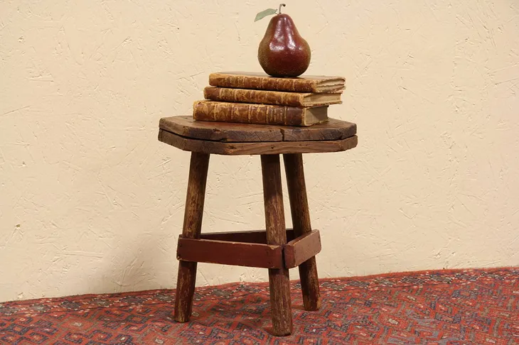 Country Pine Rustic Antique Milking Stool