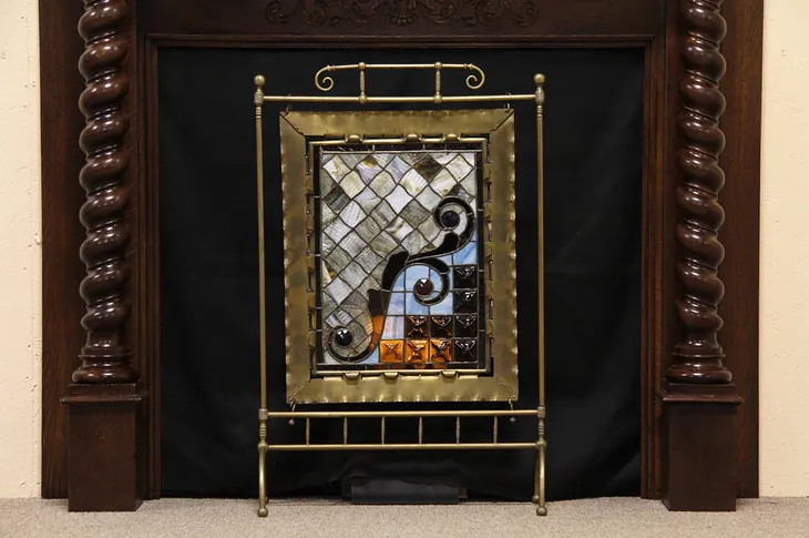 Stained Glass Fireplace Screen