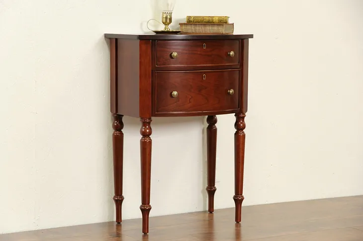 Cherry Vintage Bowfront End or Lamp Table, Nightstand