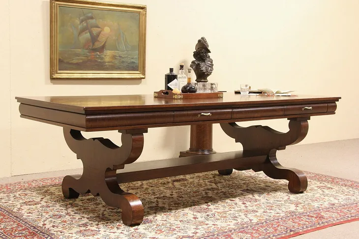 Oak 1900 Antique Conference, Boardroom or Library Table