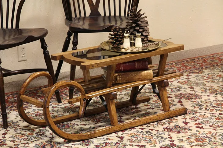 Antique Child's Sled - now a Coffee Table