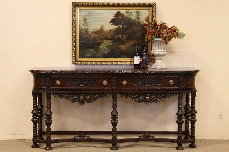 Renaissance Sideboard Credenza, Red Marble Top