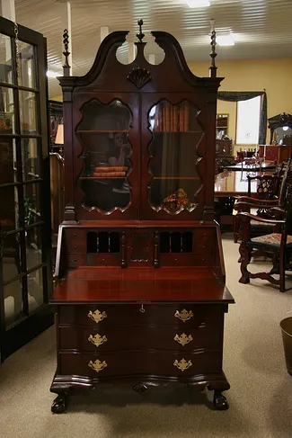 Georgian Chippendale Secretary Desk, Bookcase Top