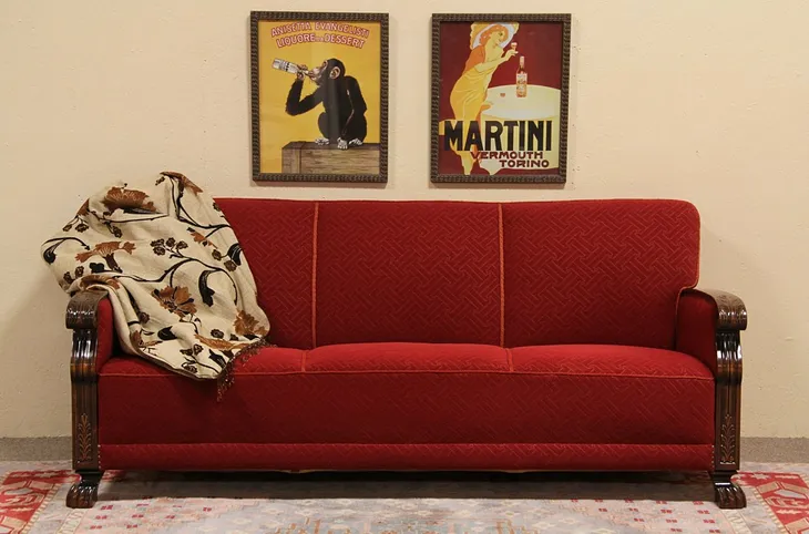 Art Deco 1935 Red Sofa