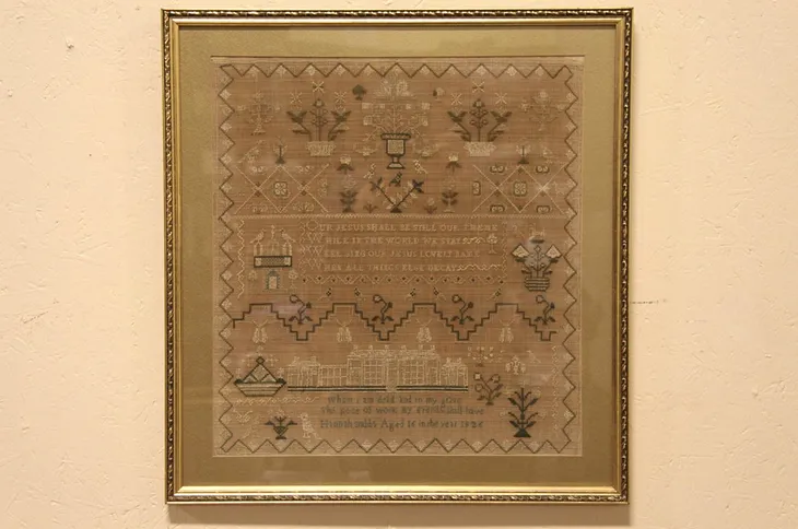 Needlework Cross Stitch 1826 Signed Antique Sampler