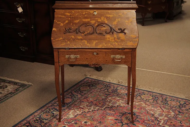 Oak Dropfront 1900 Writing Desk