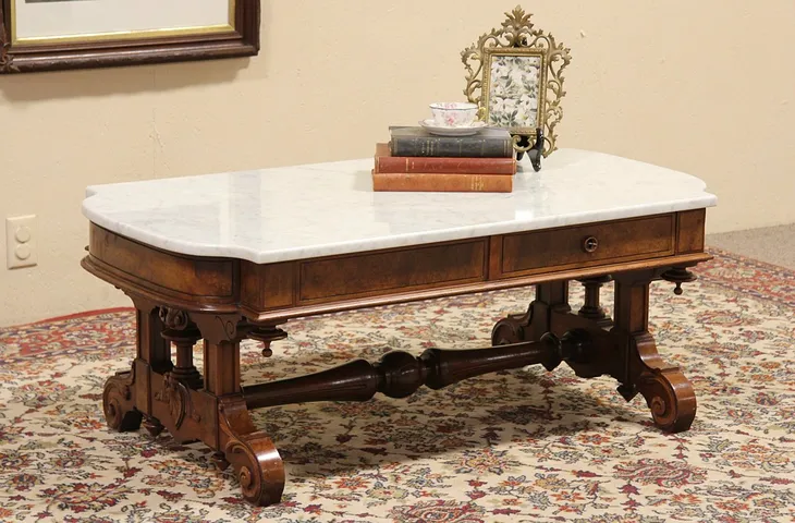 Victorian Marble Top Coffee Table 1870's Antique