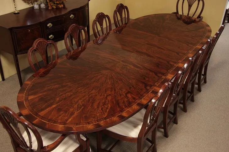 Georgian Oval Sunburst 11' Dining Table