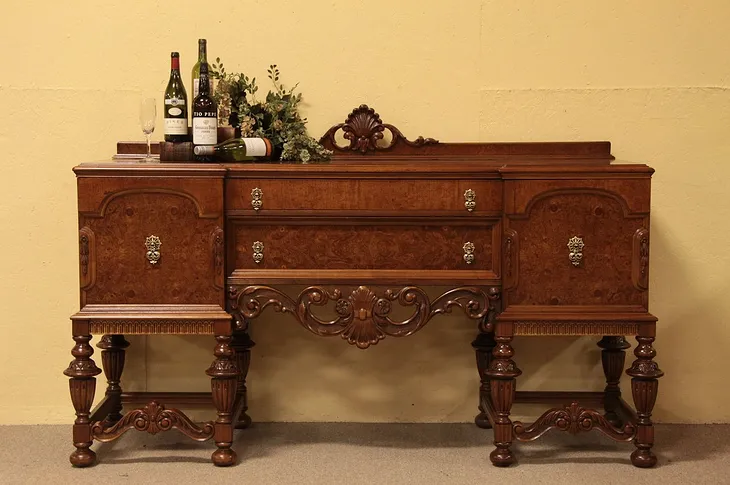 Tudor Antique Carved Sideboard Buffet (1)