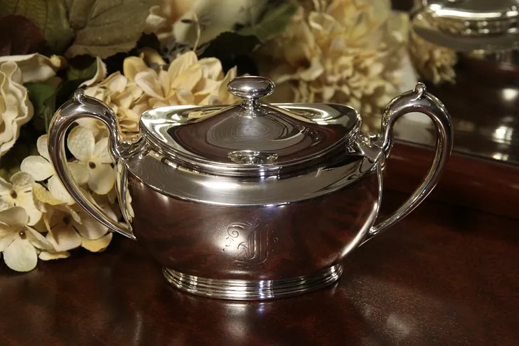 Sterling Silver Antique 1910 Covered Sugar Bowl