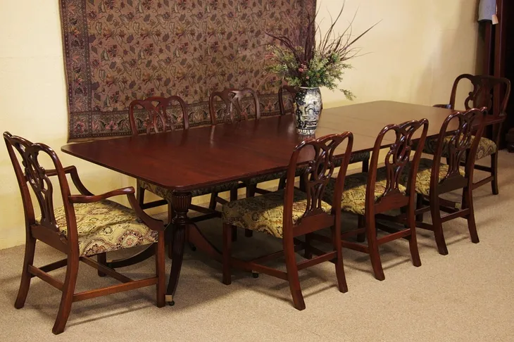 Baker Georgian Dining Set, 8 Chairs, 10' Table