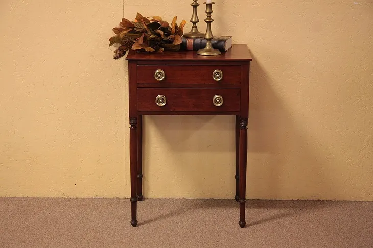 New England Cherry Sheraton 2 Drawer Table