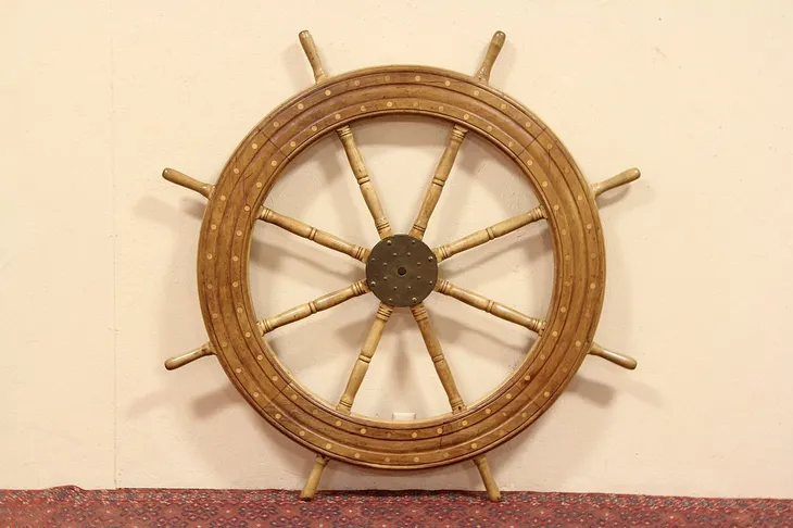 Great Lakes Steamer Maple & Cherry Ship Wheel