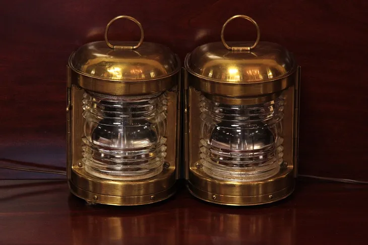 Pair Brass Ship's Perko Lanterns