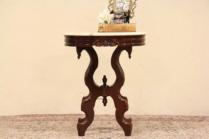 Victorian Style Oval Marble Top Table