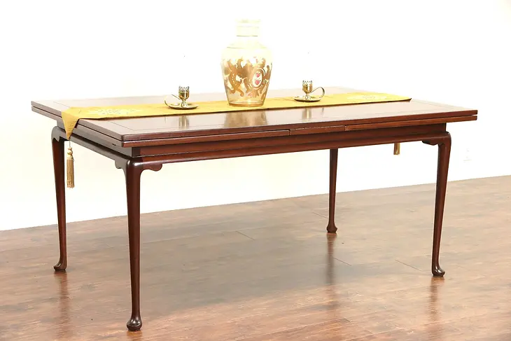 Kittinger Signed Vintage Georgian Mahogany Dining Table, Pull Out Leaves