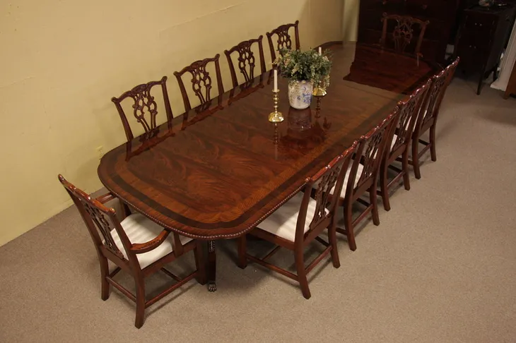 Chippendale Dining Set 10 Chairs EJ Victor 11' Table