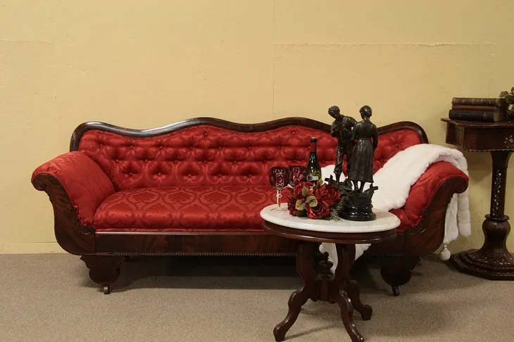 Victorian Carved Antique Mahogany 1850 Sofa