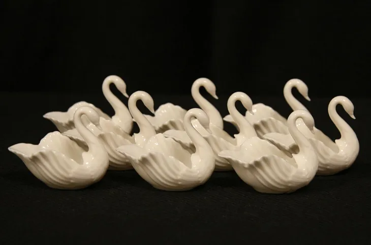 Set of 9 Lenox Swan Open Salt Cellars For the Bride