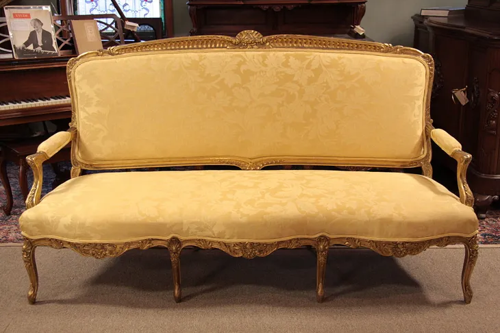 French Louis XV Gold Sofa, 1935